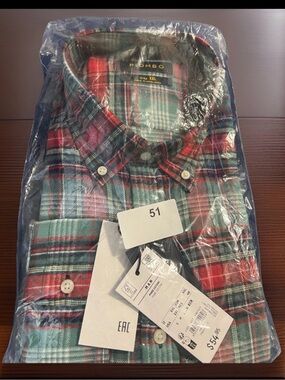 Piombo Men’s XXL Plaid Flannel Button Down Shirt Red/Green NWT
